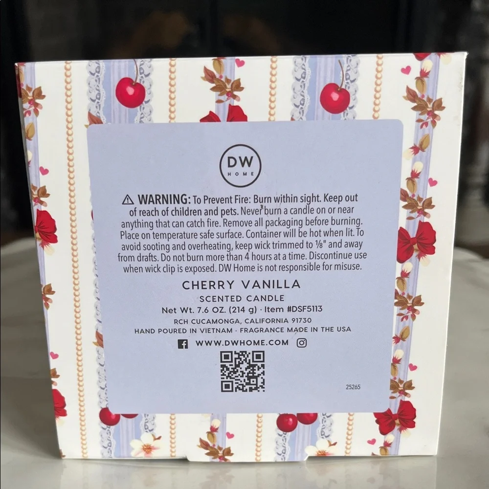 DW Home Cherry Vanilla Candle w/Box - NWT